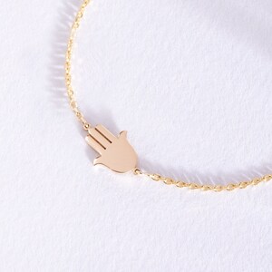 14k Yellow Gold Hamsa Hand of Fatima Charm Bracelet with Turquoise 7" 9