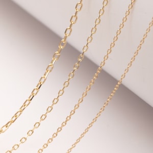 14K massief gouden diamantgeslepen kabelketting, sierlijke gelaagde ketting