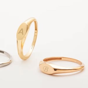 Benutzerdefinierte 14k 18k Solid Gold Oval Siegelring - Gravierte Pinky Ring - Personalisierte Anfangssiegel - Gelb, Rose, Weiß Monogramm Goldring