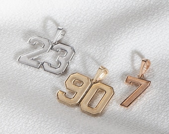 Personalized Number Pendant, 14K 18K Real Gold Custom Number Pendant, Sports Jewelry Sportwear Number Pendant, Lucky Number Player Fan Gift