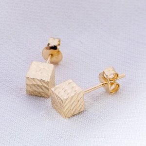 Cube Earrings // 14k Gold or Sterling Silver Minimalist