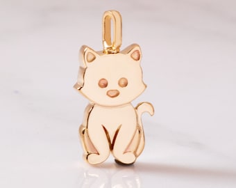 Solid Gold Cat Urn Pendant Necklace, Memorial Keepsake Jewelry for Ashes