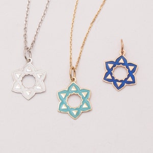 14k or 18k Gold Star of David Pendant Necklace - Enamel Inlay, Jewish Jewelry, Perfect Gift for Her - Dainty Minimalist Jewelry