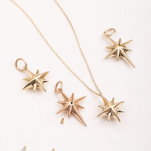 Radiant 14K Solid Gold Starburst Cremation Urn Necklace, A Timeless Tribute to Cherish Forever, Stunning Ashes Holder Remembrance Pendant