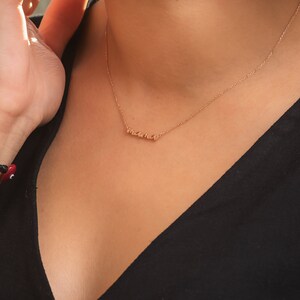 14k 18k Real Solid Gold Script Font Mama Necklace, Minimalist Wire Mama Necklace, Dainty Gold Modern Font Mama Necklace Gift for Mom For Her