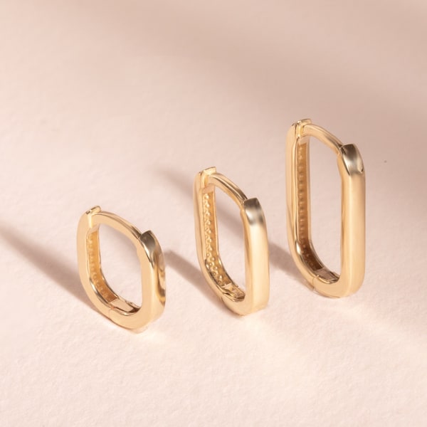 14K 18K Solid Gold Paperclip Hoop Earrings, Women's Modern Hoop Earrings, Lever Back Elongated Hoop Earrings, Oval Hoops Earrings for Her