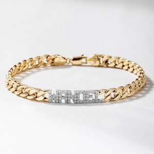 14K Real Gold Name Bracelet, Custom Name Bracelet, Cuban Link Chain Elegant Personalized Custom Bracelet is a great gift for her or for him