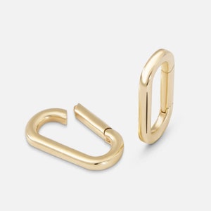 Charm Holder Solid Gold 10K 14K 18K, Pendant Oval Connector Ring Real Gold, Elongated Enhancer Hoop Lock For Charms Pendant Secure Oval Link