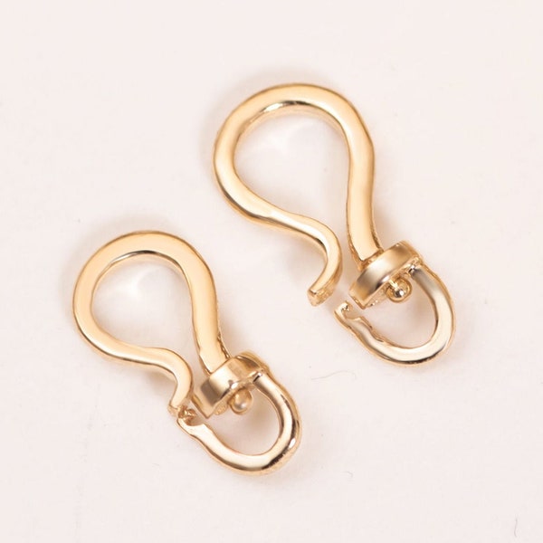 14K 18K Solid Gold Swivel S Hook, Hinge Hook Real Solid Gold Clasp, Oval Link Lock Jump Ring Bail Real Gold Enhancer for charms pendants