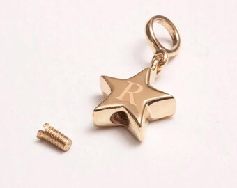 Stern Urne Gold Anhänger für Halskette oder Armband, benutzerdefinierte Anfang Gravieren Einäscherung Stern Asche Charme Kompatibel europäischen Armband Geschenk für Sie