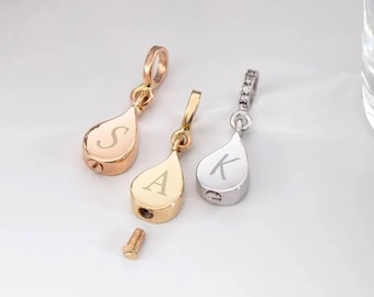 14K 18K ソリッドゴールド ティアドロップ 骨壷ネックレス、カスタム刻印入り 遺灰入れペンダント