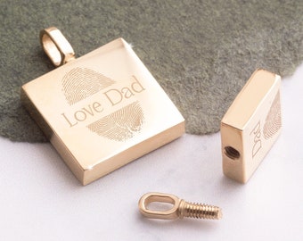 14K 18K Solid Gold Custom Square Urn Necklace, Dainty Memorial Square Urn Pendant, Memorial Jewelry, Keepsake Pendant, Cremation Ash Holder