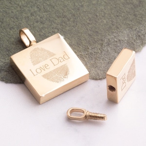14K 18K Solid Gold Custom Square Urn Necklace, Dainty Memorial Square Urn Pendant, Memorial Jewelry, Keepsake Pendant, Cremation Ash Holder