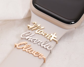 14K 18K Solid Gold Custom Apple Watch Name Band Tag, Personalized Smart Watch Accessories, Real Gold Handwriting Name Watch Band Charm Tag