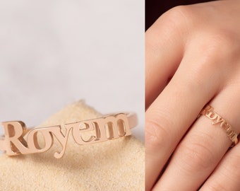 14k 18k Solid Gold Custom Name Ring, Personalized Name Ring, Personalize Initial, Custom Letter Number Name Gold Ring is Great gift For Her.
