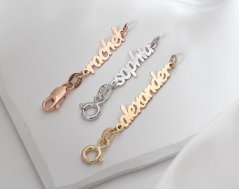 14k 18k Massivgold personalisierte winzige Namensschild, Halskette oder Armband personalisierte Namensschild, abnehmbarer Namensschild Charme