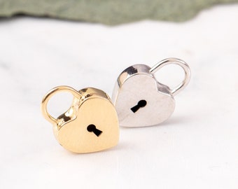 14K 18K Solid Gold Custom Padlock Heart Necklace, Tiny Keepsake Padlock Necklace, Cute Love Necklace, Lover & Family Pendant, Gift For Her