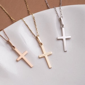 14K 18k Solid Gold Kreuz Halskette, Eleganter Goldkreuz Anhänger ist ein großes Geschenk für Sie. Echtes Gold zierliches Kreuz Anhänger Halskette Geschenk für sie