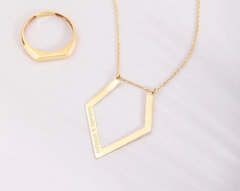 Custom Engraved Ring Holder Necklace in 14k 18k SOLID Gold, Engagement Ring Keeper Necklace, Personalized Ring Holder Necklace gift for Her