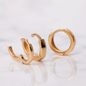 14K 18K Solid Gold Hoop Ohrring, kleine runde Huggie Gold Ohrringe, Infinity Loop Runde Plain Echtgoldohrring, Huggie Hoop Ohrringe Geschenk Für