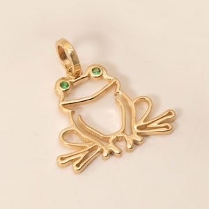Frosch Anhänger Halskette aus 14k 18k Solid Gold • Kundenspezifische Geburtsstein Augen • Zierlicher Glückstier Anhänger • Minimalistischer täglicher Schmuck