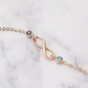 14K Solid Gold Infinity And Birthstone Bracelet, Forever Love You And Me Cz Birthstone Bracelet, Kids Birthstone Bracelet, Mothers Bracelet
