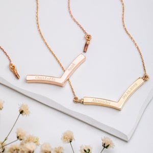 14k 18k Solid Gold Cremation Double Urn V Shape Necklace, Memorial Custom Necklace, Triangle Chevron Necklace, Geometric V Shaped Necklace