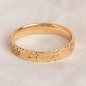 Nordstern Ring, 14K 18K Gold Celestial Compass Band, Sternschnuppe Schmuck, Schicksal Ring, weiße Rose Gelbgold, Astrologie Geschenk