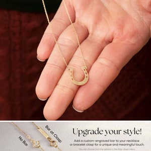 14k 18K Solid Gold Tiny Horseshoe Charm Naszyjnik na delikatnym łańcuszku kablowym, Żółta Róża Biały Złoty Naszyjnik Miłośnika Koni Minimalistyczny Prezent dla Niej