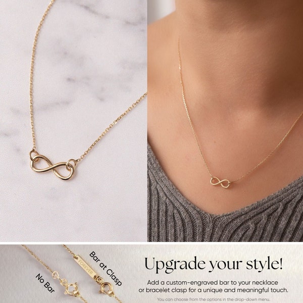 14k 18k Gold Necklace Infinity Necklace, Real Gold Infinite Love Choker Necklace, Solid Gold Dainty Infinity Necklace is Great Gift For Her.