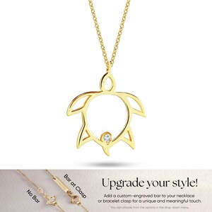 14k 18k Solid Gold Turtle Diamond Necklace, Diamond Turtle Pendant Necklace, Daint Turtle Lucky Necklace, Solid Gold Diamond Animal Necklace image 2