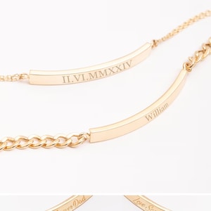 Personalized Memorial Curved Bar Cuban Link Bracelet 14K Solid Gold, Custom Name Date Engraved Memorial Jewelry Ashes Bracelet for Her/Him