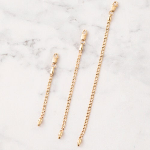 SISGEM 14K Real Gold 2/3/4 Inch Necklace Chain Extender with