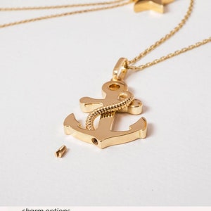 Nautical Gold Urn Pendant, 10k 14k 18k Solid Gold Anchor Ash Pendant Necklace, Anchor Gold Cremation Urn Pendant, Keepsake Memorial Pendant
