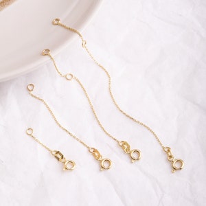 14k 18K Solid Gold Necklace or Bracelet Extender Chain, Adjustable Gold Extender Link, Spring Ring Clasp, Jewelry Chain Extender 1&quot; 2&quot; 3&quot; 4&quot;