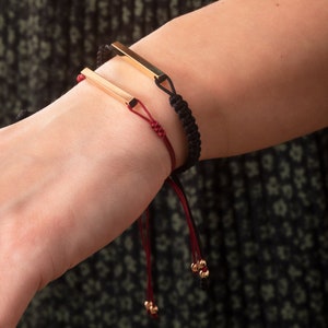 Pulsera de oro real de 14 quilates y 18 quilates con nombre personalizado grabado, pulsera de oro personalizada con cordón de cuerda, pulsera conmemorativa conmemorativa