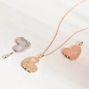 Heart Cremation Urn Pendant 10K 14K 18K Solid Gold , Personalized Ashes Holder Memorial Heart Necklace, Name Date Engraved Urn Heart Pendant