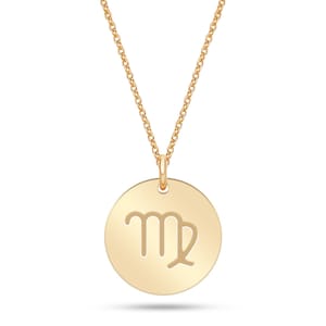 Collier zodiaque Vierge en or 14 carats, élégant pendentif signe Vierge en or est un cadeau idéal pour elle. Cadeau d&#39;anniversaire