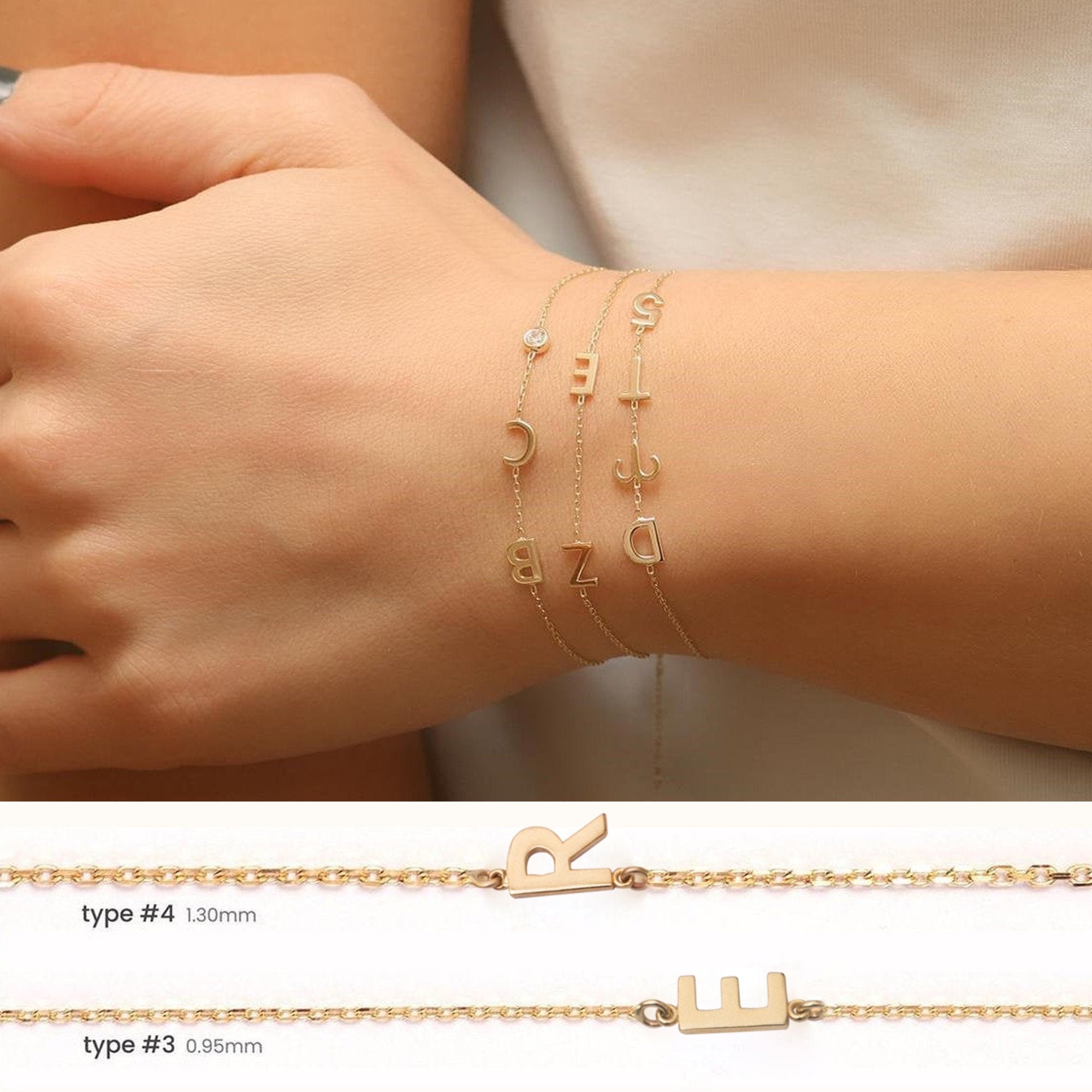 letter bead bracelet, gold bead bracelet for women, personalized stret -  Lily Daily Boutique