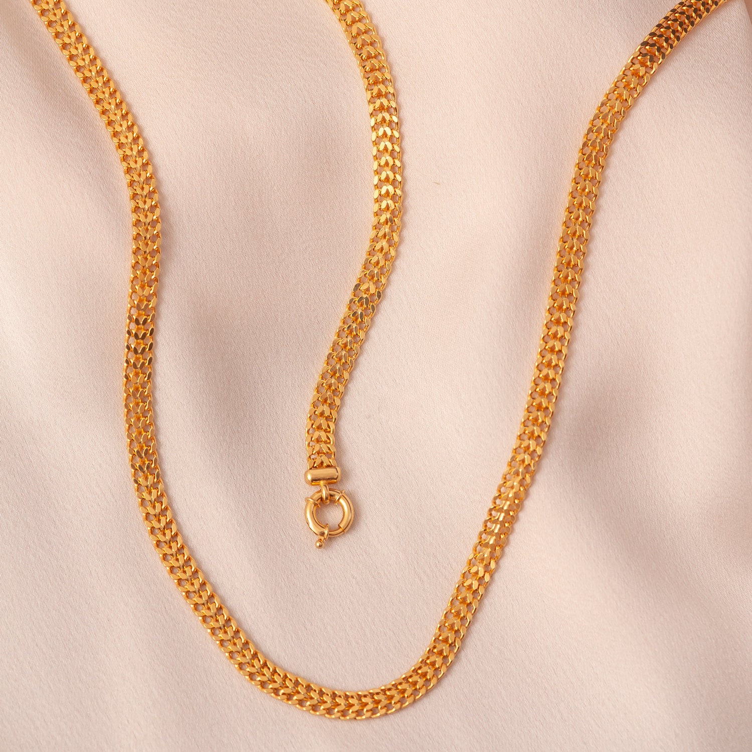 14k Yellow Gold Gourmet Chain 14 Karat Gold Gourmet Bismark Etsy