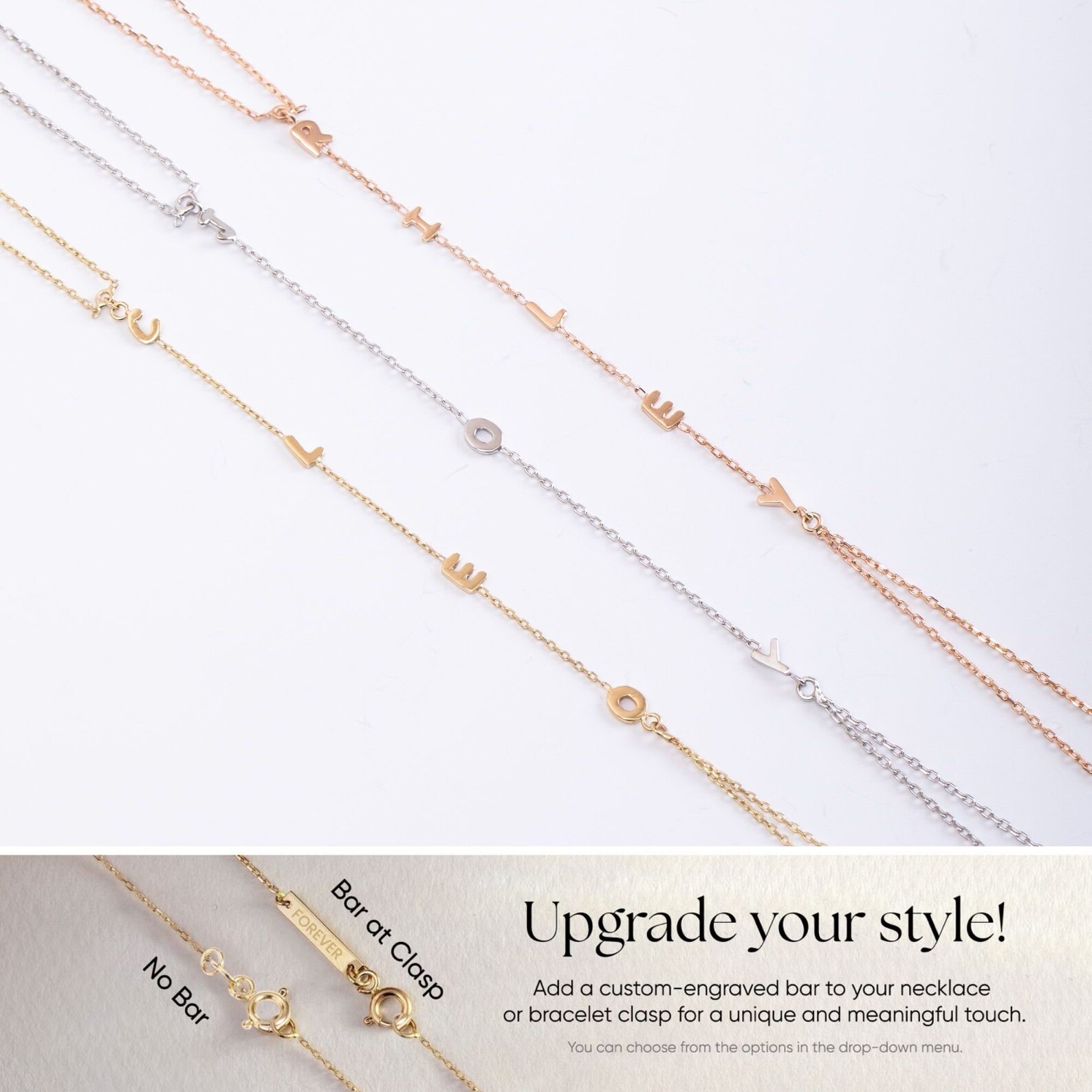 Solid Gold Custom Name Hand Chain Bracelet, Personalized Letter Hand ...