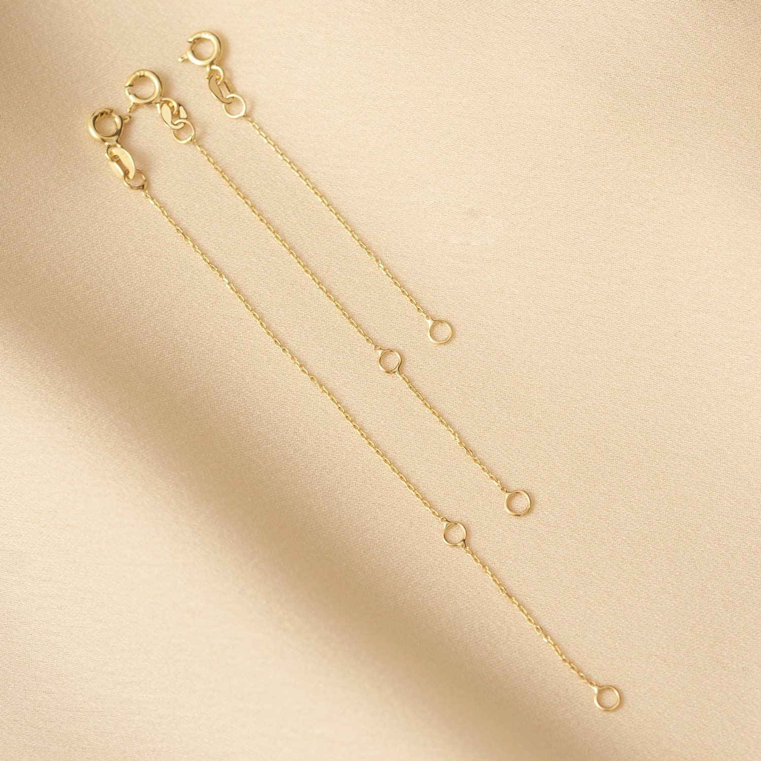 14k 18k Solid Gold Necklace Bracelet Extender, Removable Real