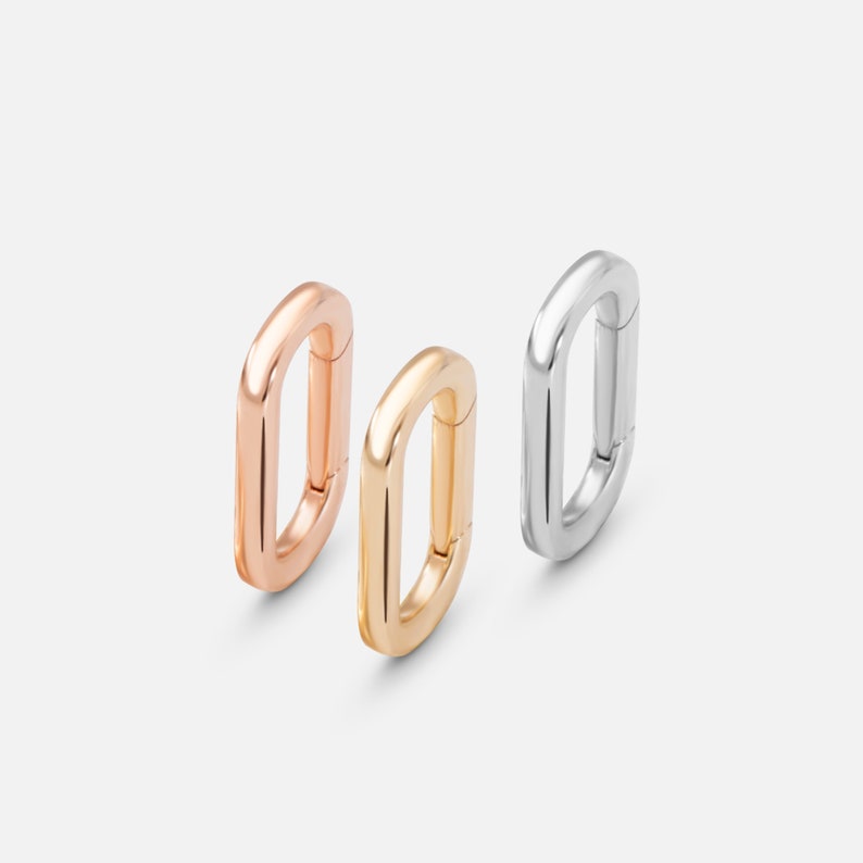 14K 18K Solid Gold Charm Holder Pendant Oval Connector Ring Etsy