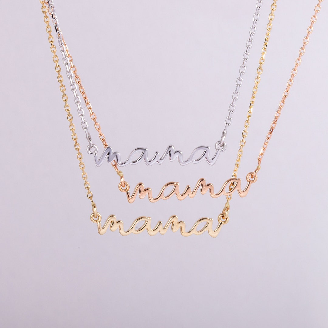New Mum Necklace in 14K 18K Solid Gold by Goldstore Jewelry Etsy