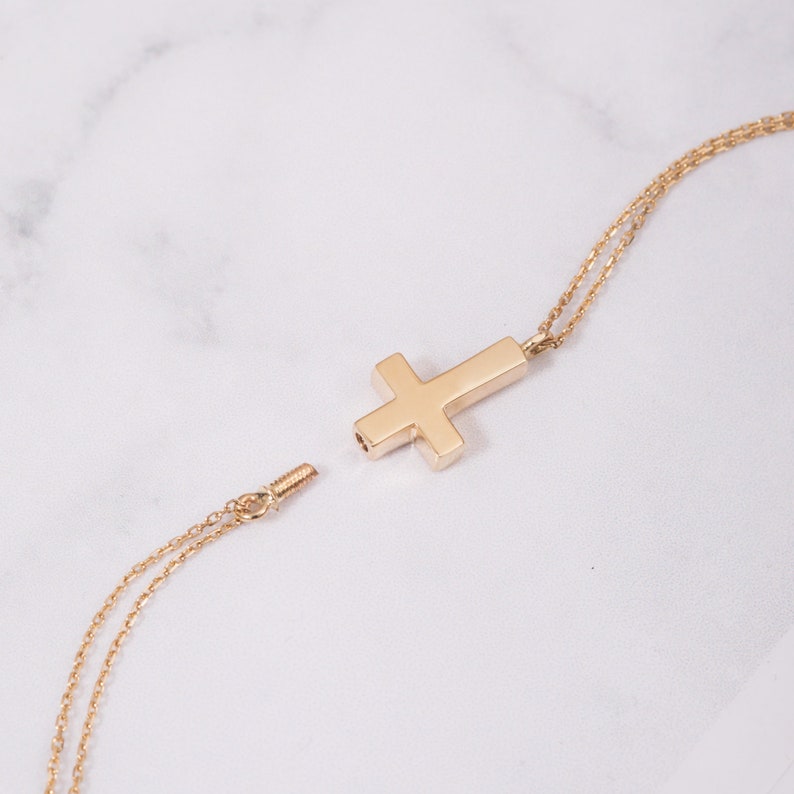14K 18K Real Gold Cremation Urn Cross Bracelet 2 Side Custom Etsy