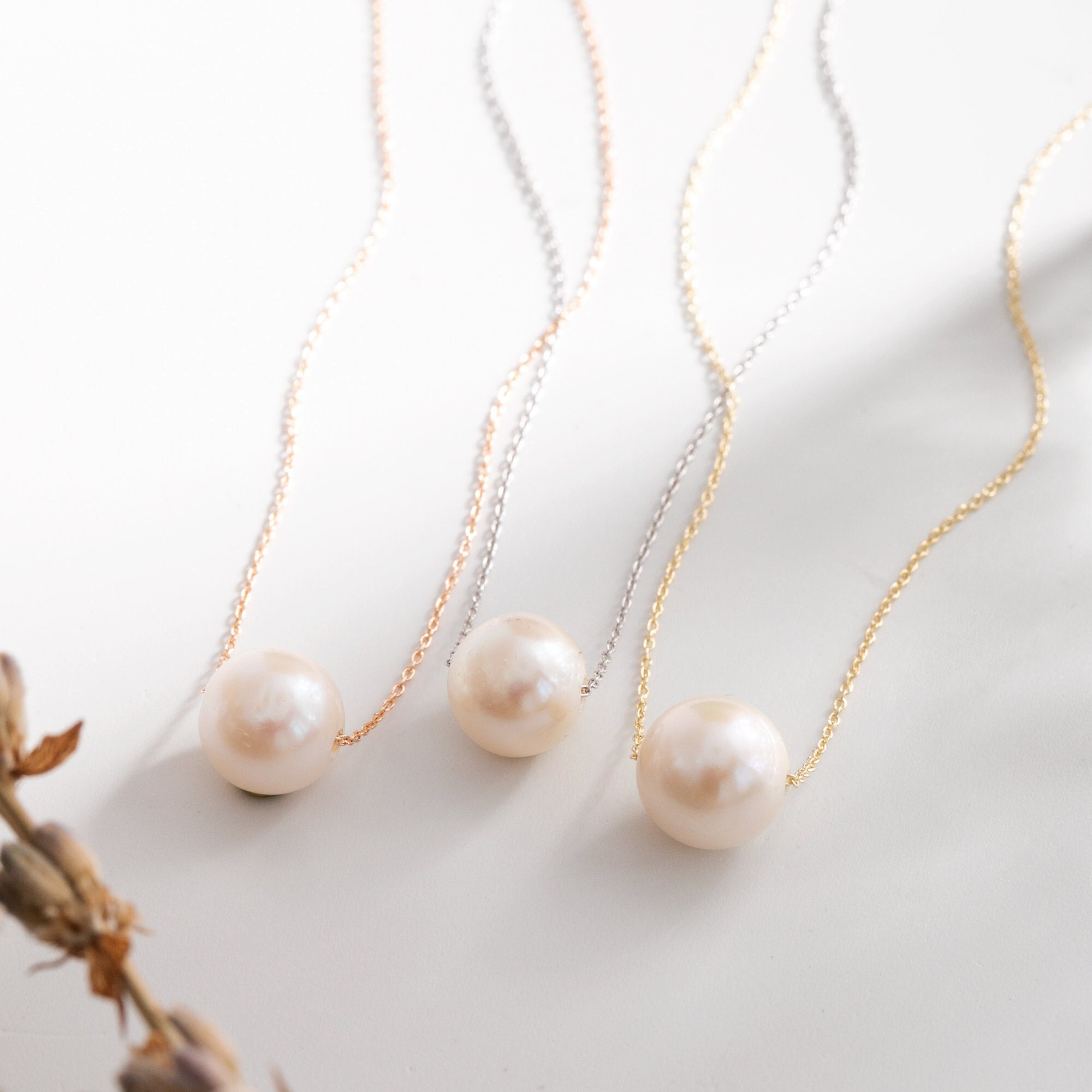 Single Pearl 10k 14k 18k Gold Chain Necklace 8.0-8.50 Mm - Etsy