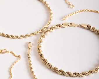 Double Link Chain Bracelet 14K Gold - Etsy