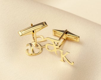 Gemelli Da Uomo Con Iniziali Personalizzate - Personalizza Gemelli Con Lettera, Gemelli Da Matrimonio Con Incisione Iniziale Monogramma Per Uomo, Ragazzo Dello Sposo, Regali Di Gioielli Da Sposa Per