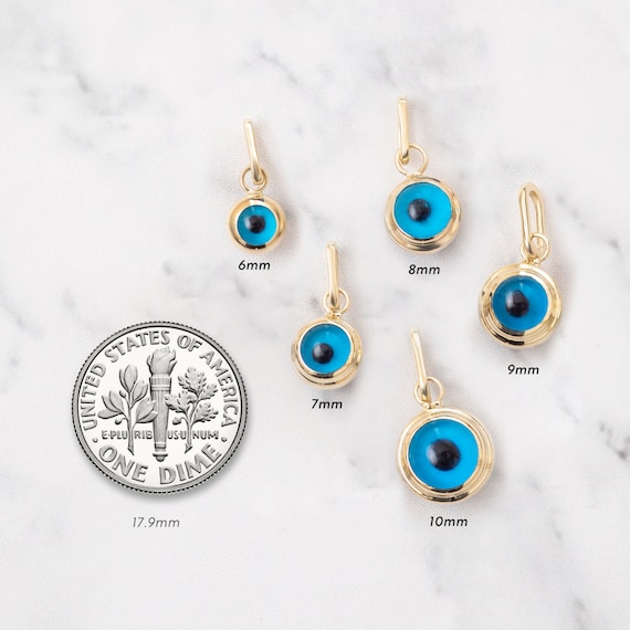  Greek Products : Greek Gold Jewelry : 14k Gold Post  Earrings w/ Evil Eye (6mm)