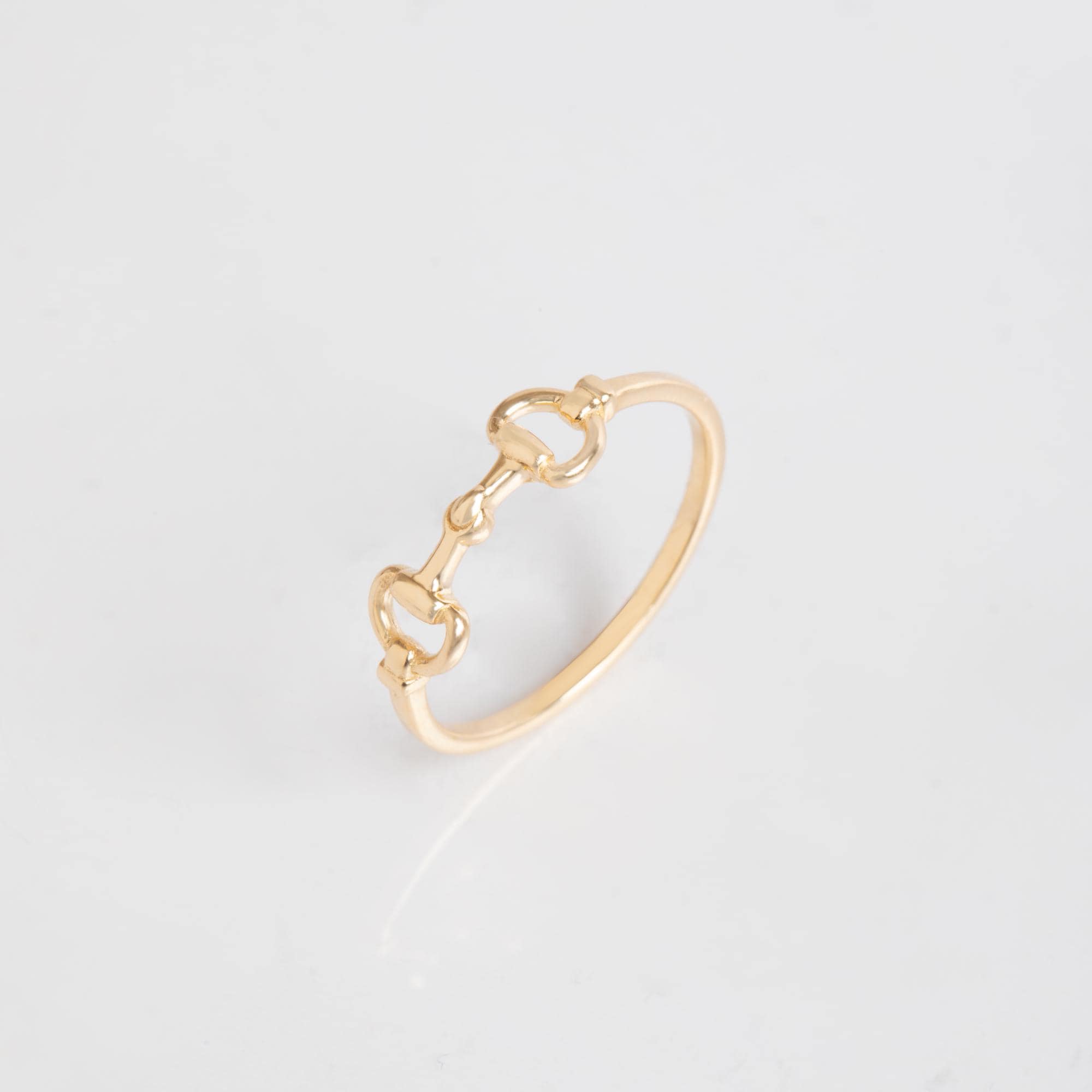 Solid Gold Horse Bit Ring - Minimalist Stackable Ring, Horse Lover 